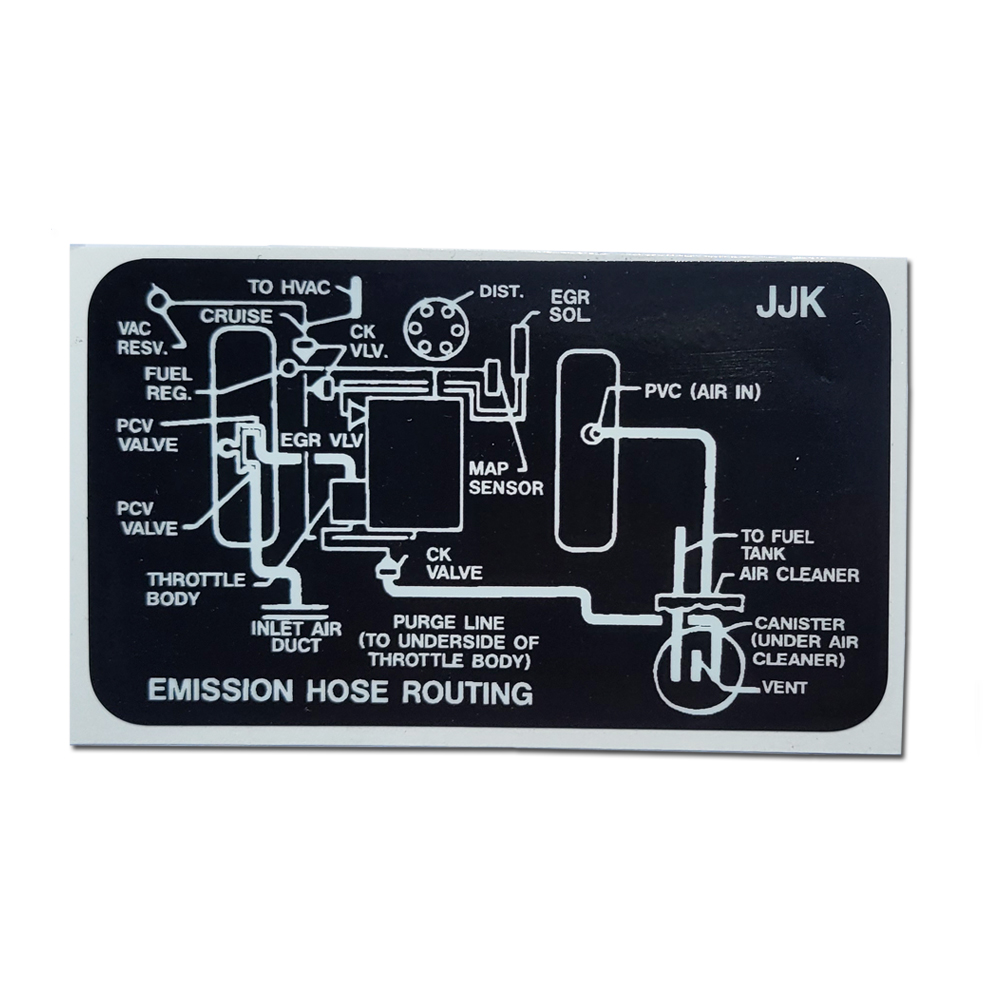 1993 GM Truck (GMC TYPHOON / SYCLONE) EMISSION HOSE ROUTING DECAL - EA | DC1235K