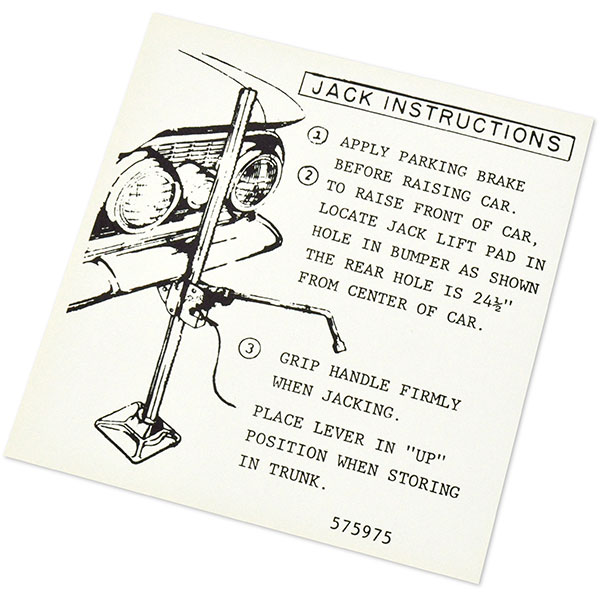 1959 Oldsmobile Full Size JACK INSTRUCTION DECAL # 575975 (D00023) | DC0023W