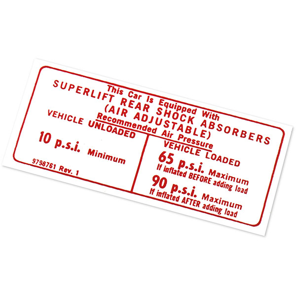 1974 Chevrolet Nova/Chevy II AIR SHOCK INSTRUCTION DECAL 9798761 EA | DC0662