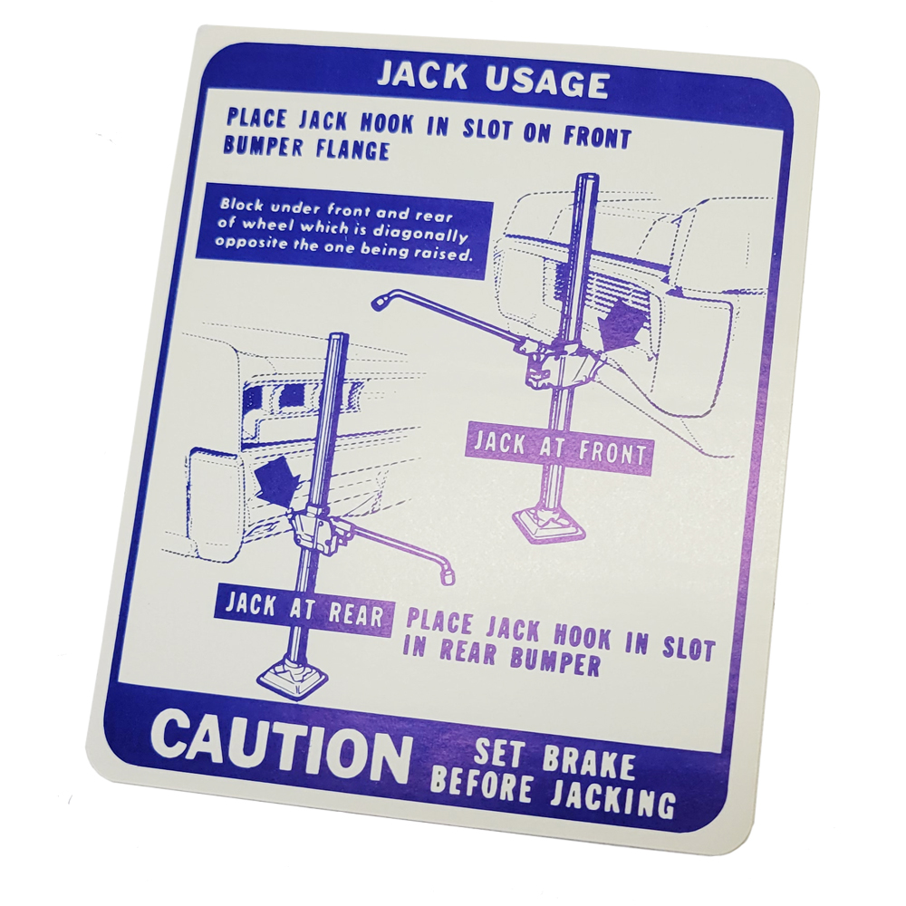 1967 Pontiac Full Size JACK USAGE INSTRUCTIONS (DT0011) | DC0011PB