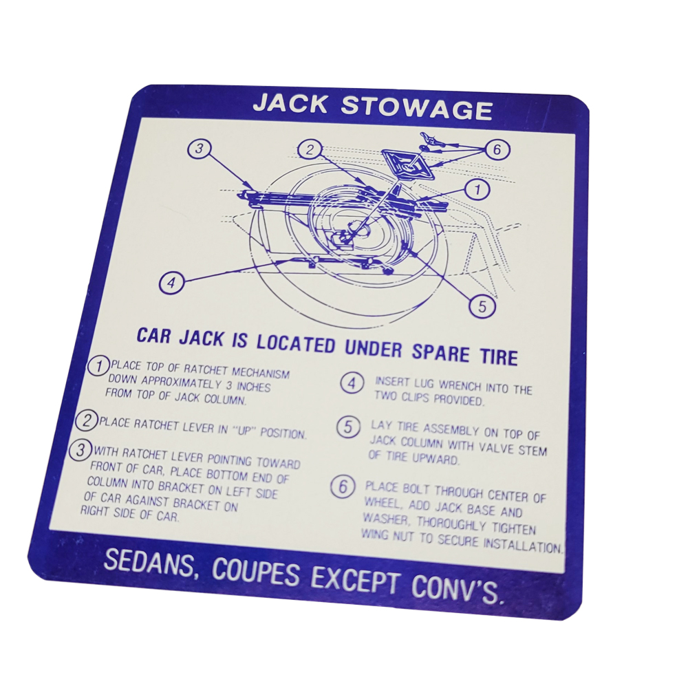 1967 Pontiac Full Size JACK STOWAGE DECAL (DT0012) | DT0012