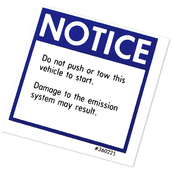 1975 Chevrolet Nova/Chevy II PUSH START WARNING NOTICE DECAL GM 360225 EACH | DC0613