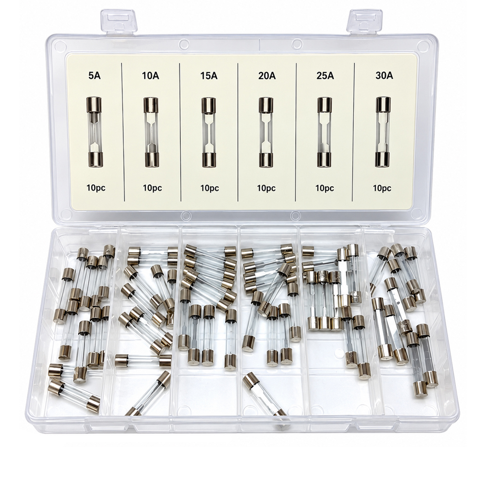 1969 Oldsmobile Full Size ORIGINAL GLASS FUSE SET IN RE-SEALABLE PLASTIC CASE - 60 PIECE SET (CONTAINS 6 SIZES: 5A/10A/15A/20A/25A/30A - 10 PIECES OF EACH SIZE) | EL1010Z