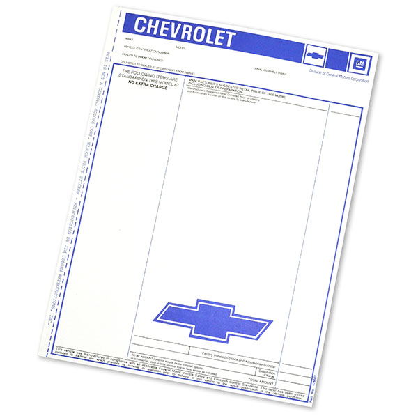 1980 Chevrolet Monte Carlo NEW VEHICLE RETAIL WINDOW PRICE STICKER (DC0374) | DC2502C