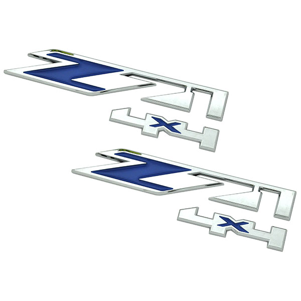 2016 GM Truck SILVERADO / SIERRA Z71 4X4 BLUE & CHROME FENDER EMBLEM - PAIR | EM7144K