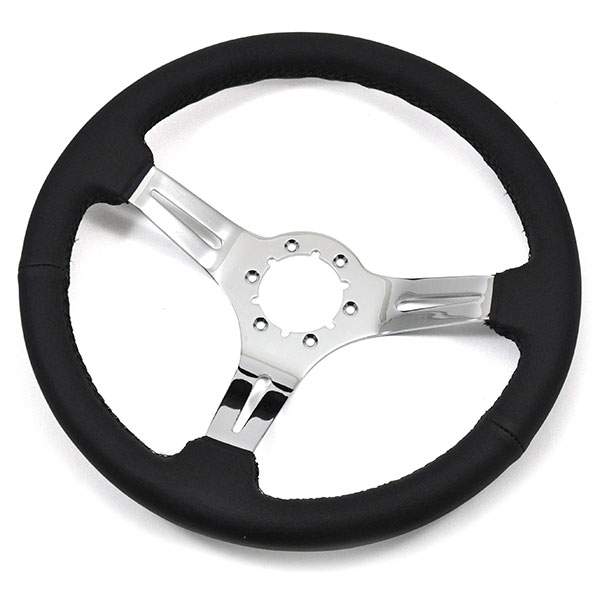 1971 Chevrolet El Camino AFTERMARKET STEERING WHEEL (BLACK LEATHER WHEEL WITH CHROME SPOKES, 14