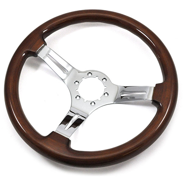 1970 Buick Skylark/GS/Regal/GN AFTERMARKET STEERING WHEEL (CHERRY WOOD WHEEL WITH CHROME SPOKES, 14'' OUTSIDE DIAMETER) | ST3011Z