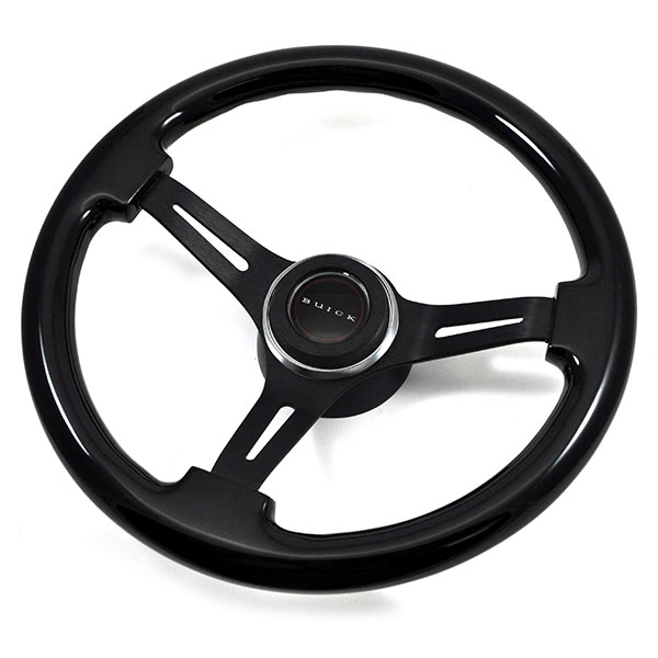 1970 Buick Skylark/GS/Regal/GN AFTERMARKET STEERING WHEEL KIT (DARK BLACK WOOD WHEEL WITH BLACK ANODIZED SPOKES, 14 | ST9508S