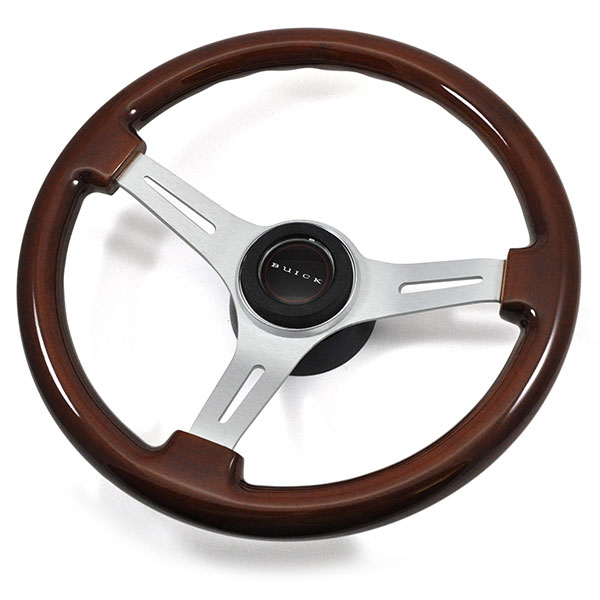 1973 Buick Skylark/GS/Regal/GN AFTERMARKET STEERING WHEEL KIT (WOOD WHEEL WITH BRUSHED SILVER SPOKES, 14'' OUTSIDE DIAMETER) | ST6473S
