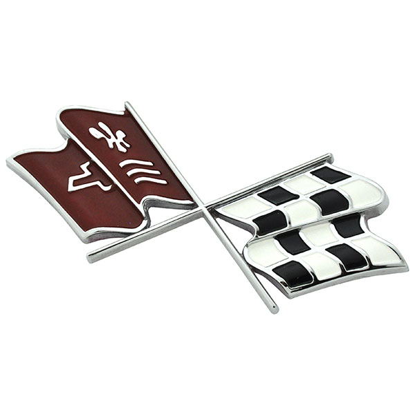 1973 Chevrolet Corvette FUEL DOOR CROSSED FLAGS NOSE EMBLEM DARK RED GM