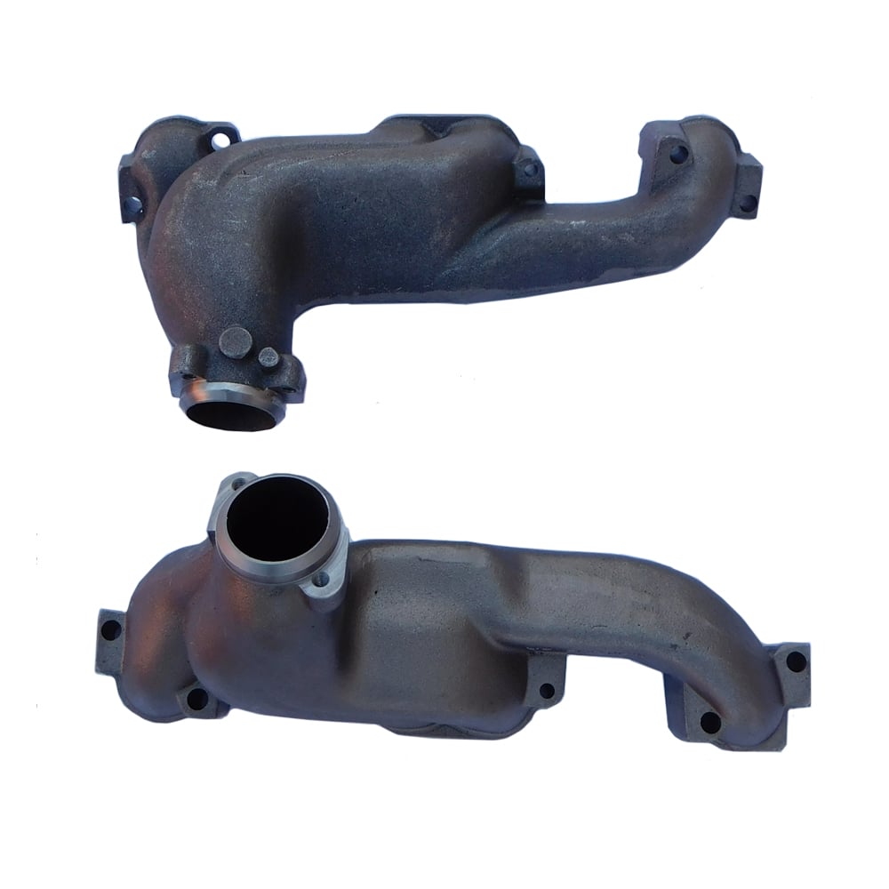 1968 Pontiac GTO/LeMans/Tempest ROUND PORT RAM AIR MANIFOLDS H/O, RAM AIR IV OR FOR AFTERMARKET EDELBROCK ALUMINUM HEADS. THESE CAN WORK ON 64-67 BUT MAY HIT THE CONTROL ARMS (9794035 LH 2 BOLT FLANGE & 9797075 RH 3 BOLT FLANGE) - PR | EX2494Z