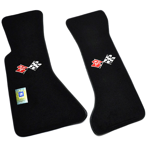 1992 Chevrolet Corvette EMBROIDERED FLOOR MATS WITH CROSS FLAGS â€“ 2 PIECES SET | IN1011O