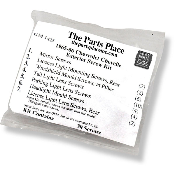 1966 Chevrolet Chevelle/Malibu EXTERIOR SCREW KIT (1425) | GM1425