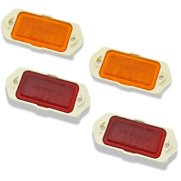 1969 Chevrolet Chevelle/Malibu SIDE MARKER LENS FRONT (AMBER) & REAR (RED) REPRODUCTION - 4PC | XL4696C