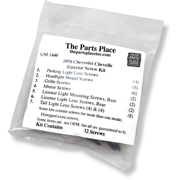 1970 Chevrolet Chevelle/Malibu EXTERIOR SCREW KIT (1440) | GM1440