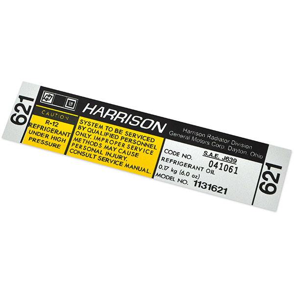 1983 Pontiac Grand Prix 69-UP HARRISON AIR CONDITIONER COMPRESSOR DECAL GM 1131621 (GRAND PRIX) | 1131621